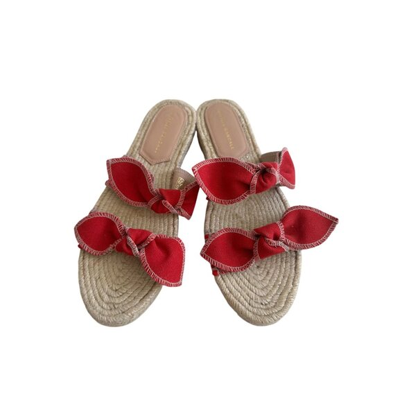LOEFLLER RANDALL Red Bow Espadrille Sandals Size 41/11 - Picture 3 of 10